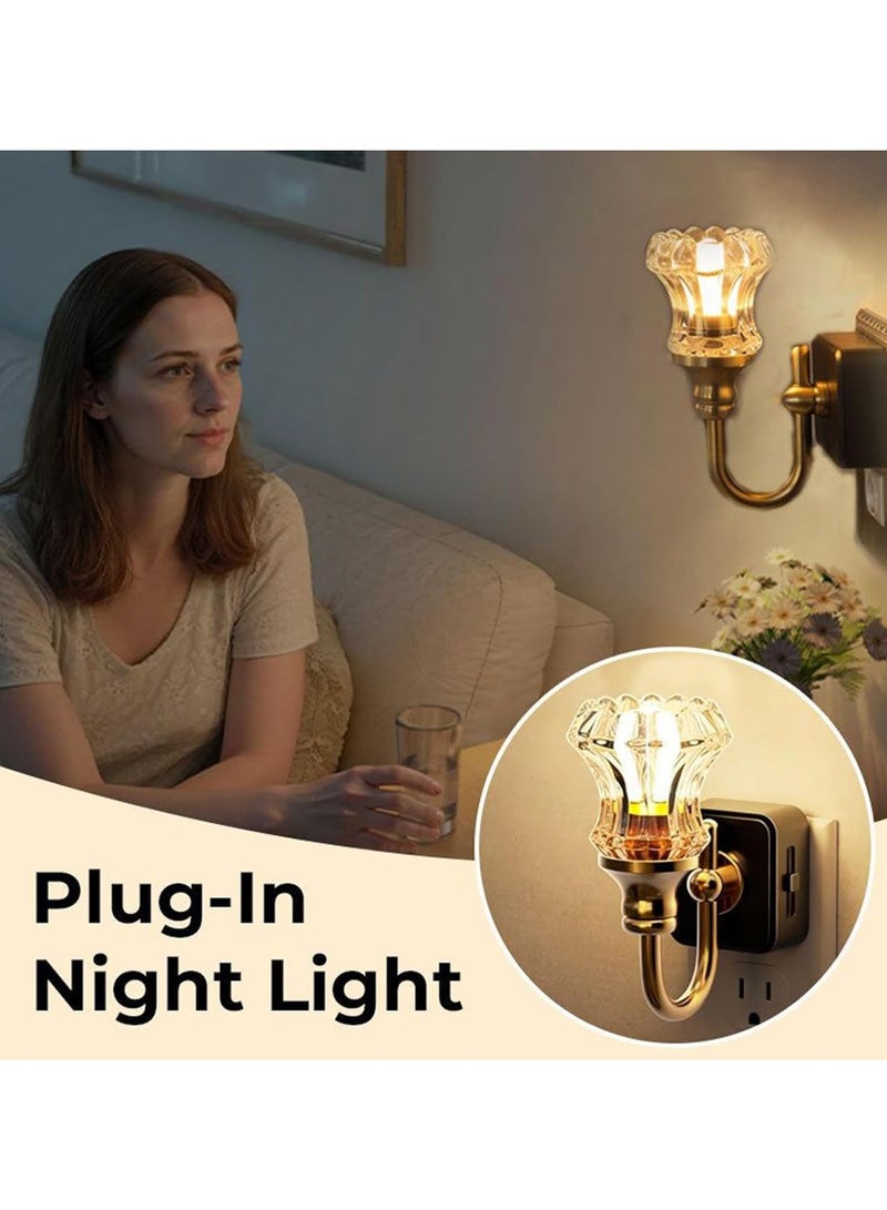 general Wall-mounted night light, plug-in LED night light, elegant vintage LED night light wall lamp, retro soft warm wall lamp, perfect for home hallway, bedroom, and staircase decor. - Image 4